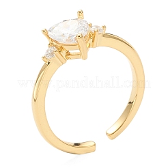 Регулируемые латунные кольца микро манжеты из прозрачного циркония RJEW-F113-03G