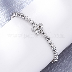 Латунные круглые бусины эластичные браслеты BJEW-A034-05P