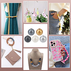 150 шт. 5 цвета расписные европейские бусины из натурального дерева&nbsp;WOOD-PH0003-16