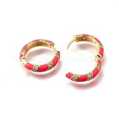 Серьги-кольца Huggie из латуни с прозрачным фианитом и прозрачным фианитом EJEW-H121-22G-03