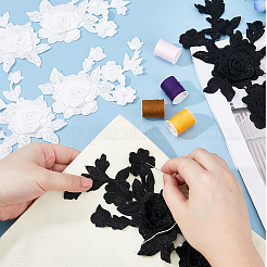 2 пара цветочных узоров из полиэстера с компьютерной вышивкой на ткани для пришивания аппликаций&nbsp;PATC-HS0001-09