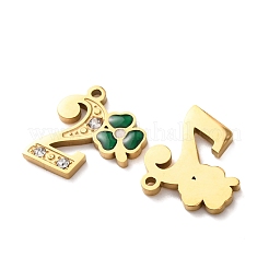 Подвески из нержавеющей стали 304 с эмалью и стразами&nbsp;STAS-B130-01G-2