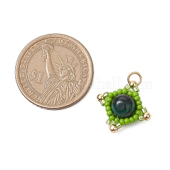 Подвески в виде звезд из натурального тигрового глаза (окрашенного и нагретого) и стеклянных бусин ручной работы PALLOY-MZ00493-04