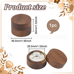 Круглые деревянные коробочки для хранения колец для пар с бархатом внутри&nbsp;AJEW-WH0513-26C