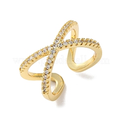 Регулируемые латунные кольца микро манжеты из прозрачного циркония RJEW-F101-17G