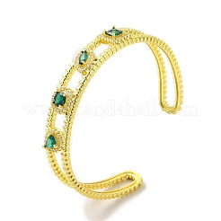 Открытый браслет-манжета с квадратным стеклом BJEW-A136-01G-02