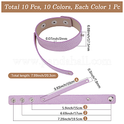 10шт 10 цвета застежка-молния браслет из искусственной кожи&nbsp;BJEW-CL0001-27