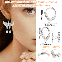 14 шт. фурнитура для сережек из нержавеющей стали 304 STAS-BBC0004-17