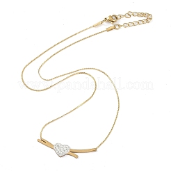 Ожерелье с подвеской в форме сердца из полимерной глины и стразами NJEW-K266-01G