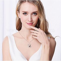 Латунное ожерелье с лунным камнем и черной кошкой JN1112A