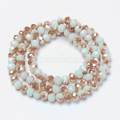 Гальванизировать непрозрачные сплошной цвет стеклянные бусы пряди&nbsp;X-EGLA-A034-P8mm-J01