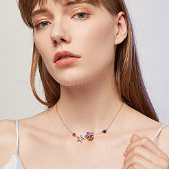 6 шт. хэллоуин латунные эмалевые европейские бусины KK-BBC0015-40