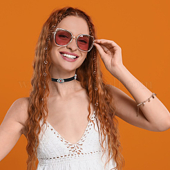 Богемский сплав и смола имитация бирюзового цвета овальный черный бархат чокер ожерелья&nbsp;NJEW-WH20004-13B-01