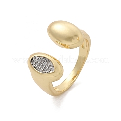 Латунные кольца-манжеты с микропаве и прозрачным цирконием для женщин&nbsp;RJEW-U041-01G