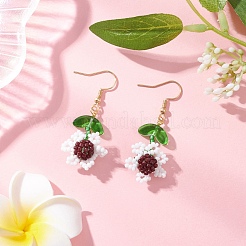 3 пара двухцветных стеклянных бусин в виде семян подсолнечника с подвесками из нержавеющей стали 304&nbsp;EJEW-MZ00532