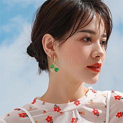 Серьги-кольца из четырехлистного клевера серьги-кольца из сплава серьги-кольца зеленый трилистник серьги-кольца со стразами серьги-кольца ко Дню Святого Патрика подарок для женщин JE1083A