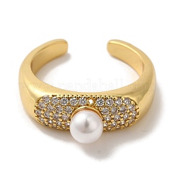 Кольца-манжеты из латуни с микро-паве и прозрачным циркониевым покрытием для женщин RJEW-G323-05G