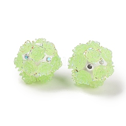 Бусины из полимерной глины ручной работы со стразами и рельефной акриловой розой CLAY-H004-06B