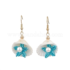 Серьги-подвески в форме ракушки из нержавеющей стали 304 EJEW-MZ00376-04