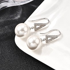 925 треугольные серьги-гвоздики из стерлингового серебра с прозрачным кубическим цирконием и круглыми подвесками EJEW-L300-02P