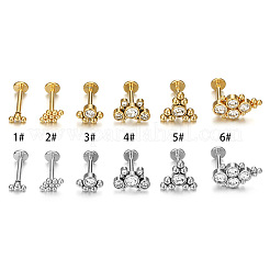 Лабреты из хирургической нержавеющей стали 316L с прозрачным кубическим цирконием без резьбы WG1AA8E-34