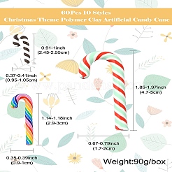 60 шт. 10 стиля рождественской тематики из полимерной глины искусственная леденцовая трость&nbsp;FIND-CJ0002-89