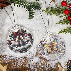 2 шт. 2 стиля стеклянных подвесных украшений в форме капли&nbsp;AJEW-DC0003-60