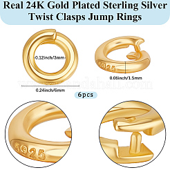 6 шт. 925 серебряных кольца-замка STER-BBC0008-69A-G