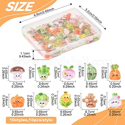 100 шт. 10 стиля мультяшных прозрачных смоляных кабошонов CRES-FS0001-20