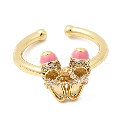 Латунные микропаве кубические цирконии манжеты открытые кольца для женщин&nbsp;RJEW-B160-08G-01