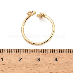 Оправа для колец с цветочным узором из латуни с микропаве из кубических цирконий KK-NH0009-01G