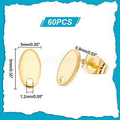 60 шт. фурнитура для сережек-гвоздиков из нержавеющей стали 201 EJEW-UN0002-25