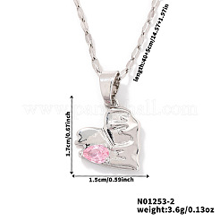 Роскошные латунные ожерелья с подвеской в форме сердца из розовых кубических цирконий для женщин&nbsp;LL3490-2