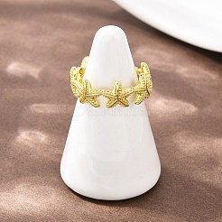 Кольца-манжеты из латуни в виде морской звезды для женщин&nbsp;RJEW-A088-01G