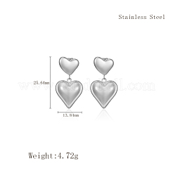 Простые серьги-гвоздики из нержавеющей стали в форме сердца WJ2293-1