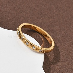 Кольца из нержавеющей стали 304 с кубическим цирконием для женщин&nbsp;RJEW-F189-01G