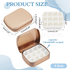 Прямоугольные железные жестяные банки с 12-решетчатыми пластиковыми пустыми кюветами для акварельных красок CON-PH0003-12