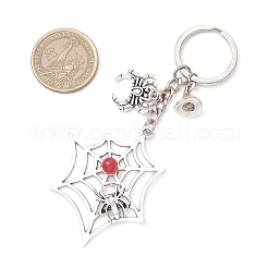 Большие подвески из сплава в тибетском стиле с железным кольцом-брелком и брелоками из натурального и окрашенного малайзийского нефрита&nbsp;KEYC-JKC01238