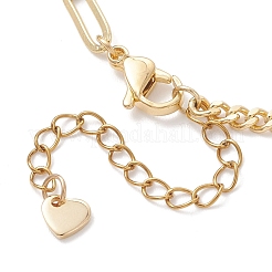 Браслеты с подвесками в форме сердца из латуни и натурального культивированного пресноводного жемчуга&nbsp;BJEW-JB12923