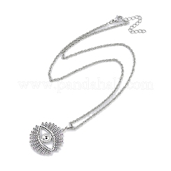 Стойка покрытие латунь микропаве цветной кубический цирконий глаз кулон веревка цепь ожерелья NJEW-P317-01P