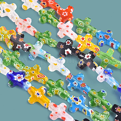 2 нити крест-накрест ручная работа стеклянные бусины миллефиори нити&nbsp;LK-PA0001-02