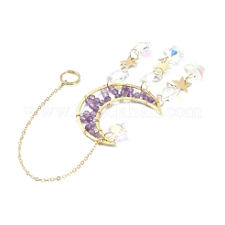 Украшения с подвеской в виде луны из натурального аметиста HJEW-JM01166