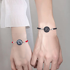 1 комплект из 2 шт. браслетов ко Дню святого Валентина из нержавеющей стали 304 с плоскими круглыми звеньями&nbsp;BJEW-LP0001-35C