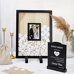 Прямоугольная деревянная свадебная гостевая книга&nbsp;ODIS-WH0043-231