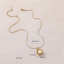 Ожерелья из нержавеющей стали 304 с полукруглыми подвесками из искусственного белого жемчуга для женщин и девочек&nbsp;EO0407