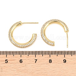Серьги-гвоздики из латуни в форме буквы С с прозрачным кубическим цирконием&nbsp;EJEW-A156-11B-G