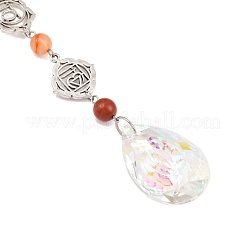 Подвесные ловцы солнца из каплевидного стекла и круглых бусин из натуральных и синтетических драгоценных камней HJEW-JM04210