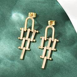 Треугольные серьги-гвоздики с кисточками из латуни&nbsp;LS-EJEW-K309-17G