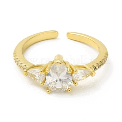 Кольцо-капля из прозрачного кубического циркония с открытой манжетой RJEW-H120-02G