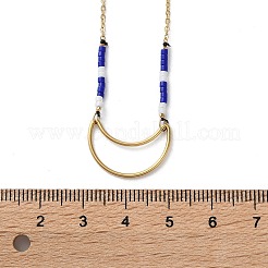 Ожерелья с подвесками из нержавеющей стали 304 и синих стеклянных бусин для женщин NJEW-A045-26A-G